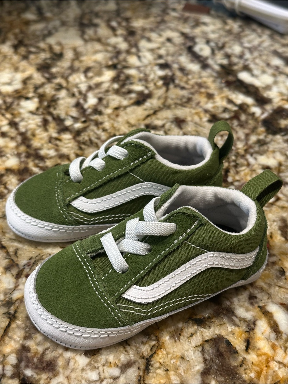 Vans-Style Kids Green Canvas Sneakers